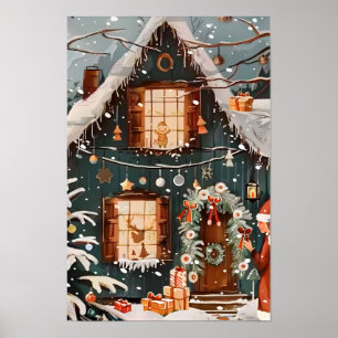 Vintage Merry Christmas Home Poster