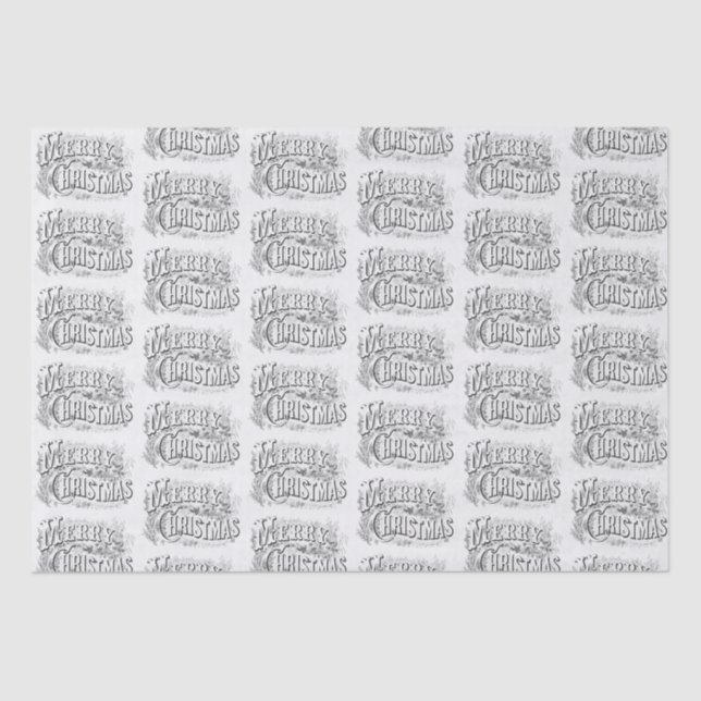 Vintage Merry Christmas Illustration from 1876 Tissue Paper (Front)