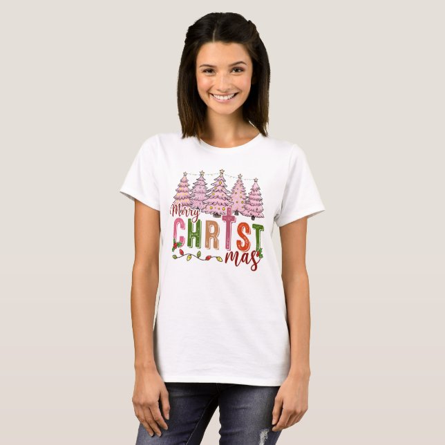 Vintage Merry Christmas Jesus Faith Christian T-Shirt (Front Full)