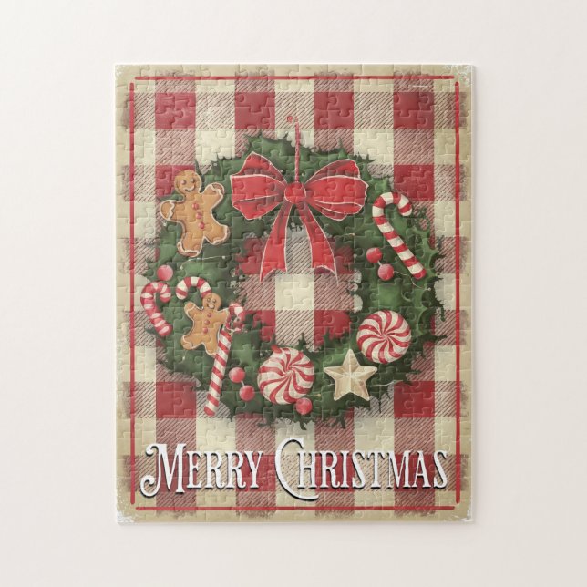 Vintage Merry Christmas Jigsaw Puzzle (Vertical)