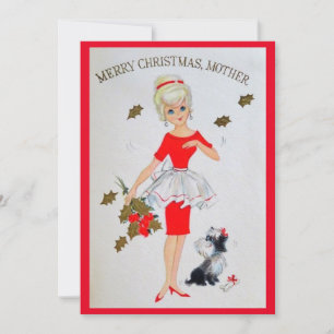Vintage Merry Christmas Mother Holiday Card