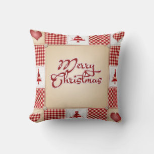 Vintage Merry Christmas Ornament Pattern Cushion