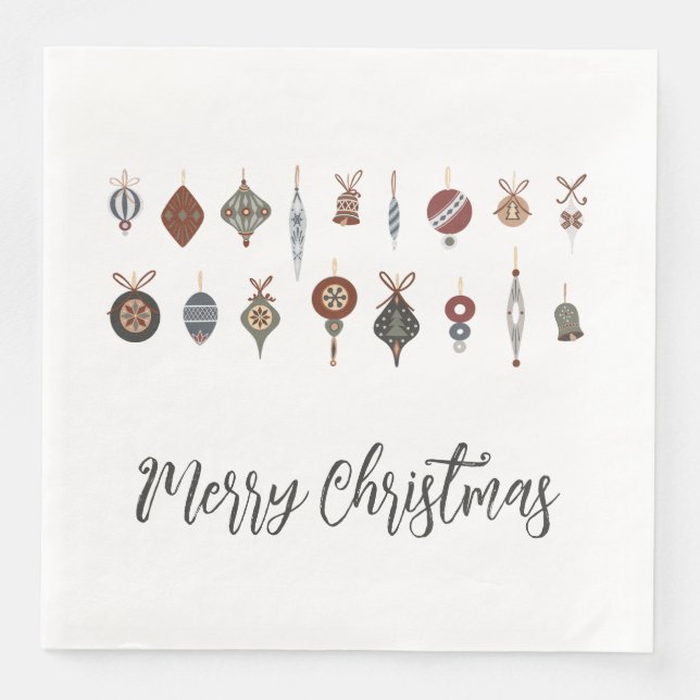 Vintage Merry Christmas Ornaments Napkin (Front)