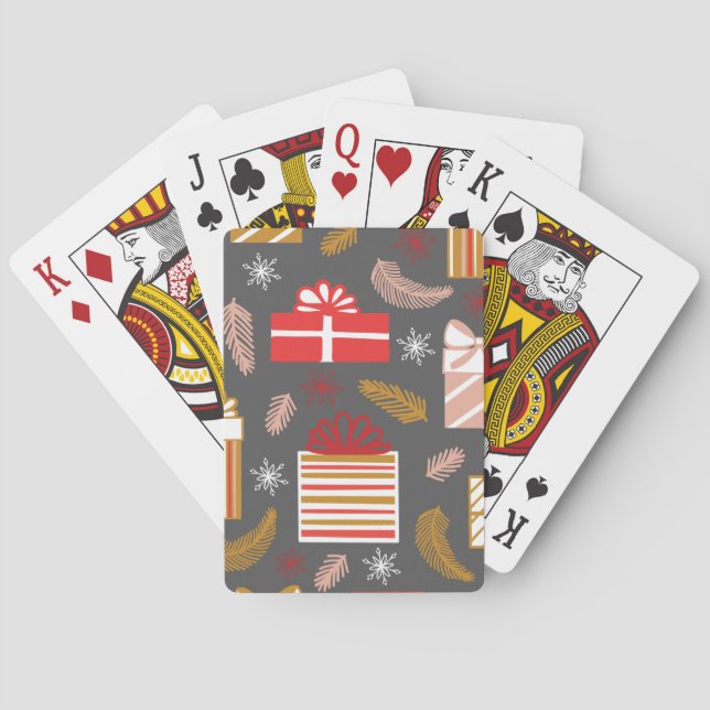 Vintage Merry Christmas Pattern- Classic Holiday  Playing Cards (Back)