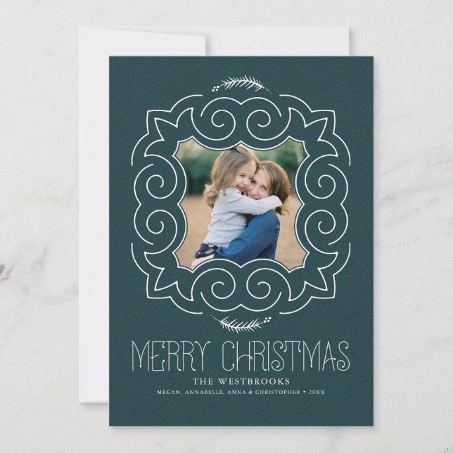 Vintage Merry Christmas Photo Holiday Card (Front)