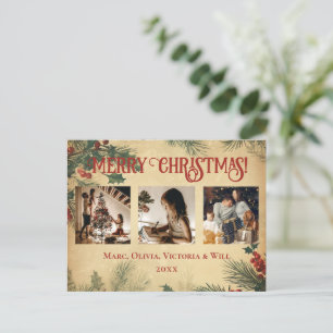 Vintage Merry Christmas Photo Holiday Postcard