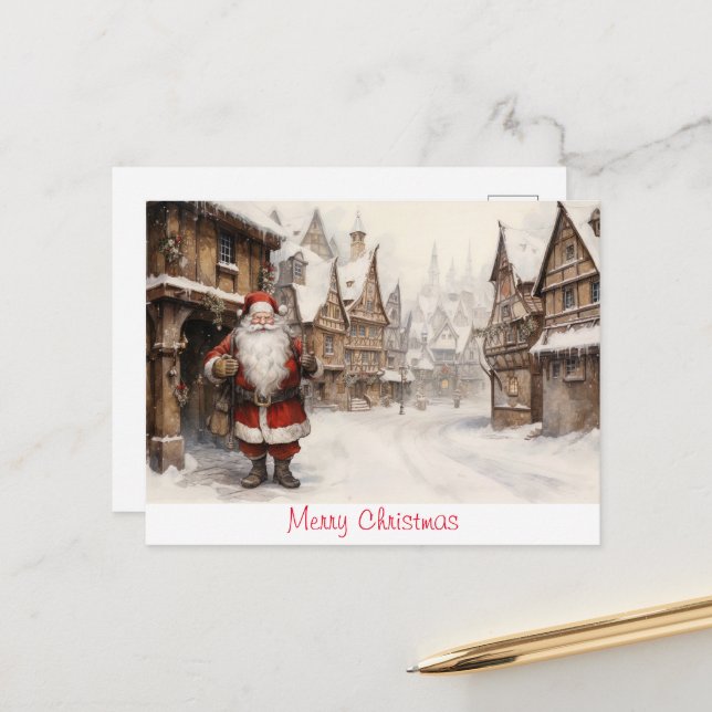 Vintage Merry Christmas Postcard (Front/Back In Situ)