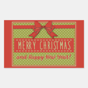 Vintage Merry Christmas Rectangular Sticker