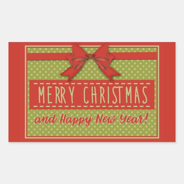 Vintage Merry Christmas Rectangular Sticker (Front)
