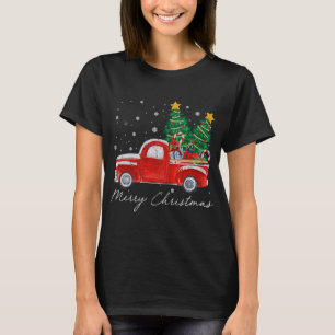 Vintage Merry Christmas Red Truck Christmas Tree S T-Shirt