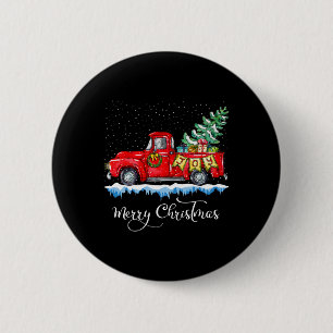 Vintage Merry Christmas Red Truck Old Fashioned Ch 6 Cm Round Badge