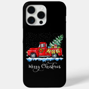 Vintage Merry Christmas Red Truck Old Fashioned Ch iPhone 15 Pro Max Case