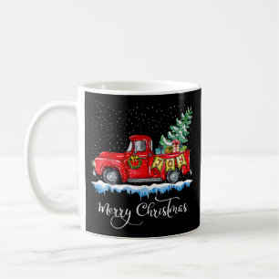 Vintage Merry Christmas Red Truck Old Fashioned Ch Coffee Mug