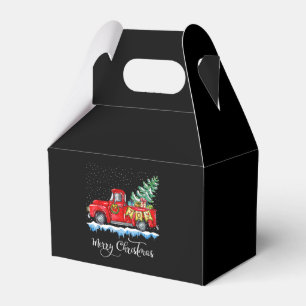 Vintage Merry Christmas Red Truck Old Fashioned Ch Favour Box