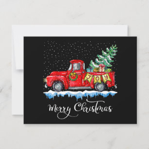 Vintage Merry Christmas Red Truck Old Fashioned Ch Holiday Card