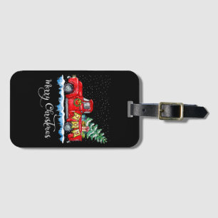 Vintage Merry Christmas Red Truck Old Fashioned Ch Luggage Tag