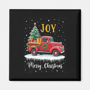 Vintage Merry Christmas Red Truck Old Fashioned Ch Magnet