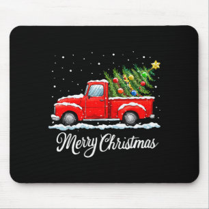 Vintage Merry Christmas Red Truck Old Fashioned Ch Mouse Mat