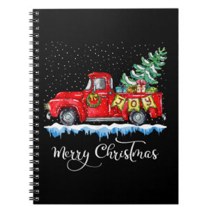 Vintage Merry Christmas Red Truck Old Fashioned Ch Notebook