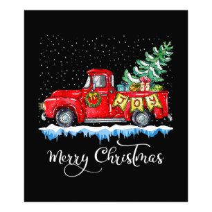 Vintage Merry Christmas Red Truck Old Fashioned Ch Photo Print