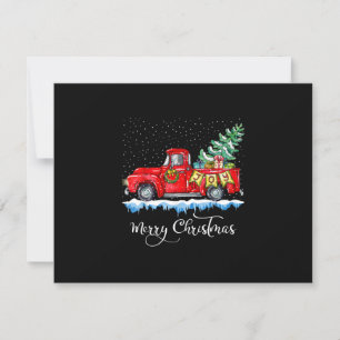 Vintage Merry Christmas Red Truck Old Fashioned Ch RSVP Card
