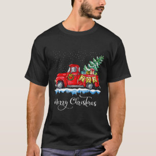 Vintage Merry Christmas Red Truck Old Fashioned Ch T-Shirt