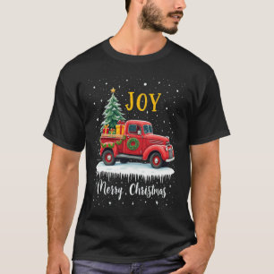 Vintage Merry Christmas Red Truck Old Fashioned Ch T-Shirt