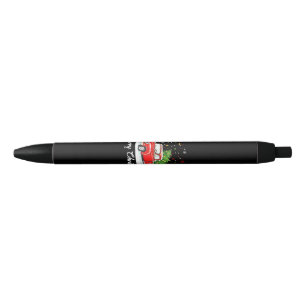 Vintage Merry Christmas Red Truck Santa Tree Famil Black Ink Pen