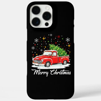 Vintage Merry Christmas Red Truck Santa Tree Famil iPhone 16 Pro Max Case