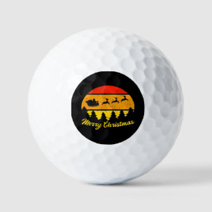 Vintage Merry Christmas Retro Sunset Classic Golf Balls