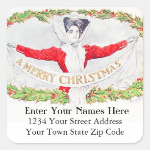 Vintage Merry Christmas Return Address Label