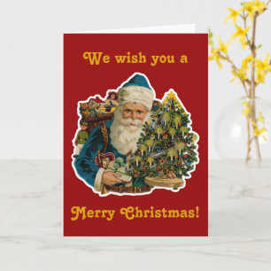 Vintage Merry Christmas Santa Bag of Toys Card