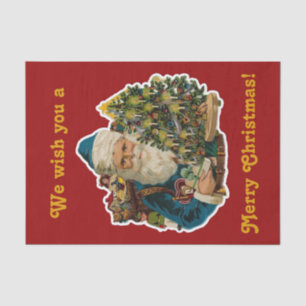 Vintage Merry Christmas Santa Bag of Toys Tissue Paper