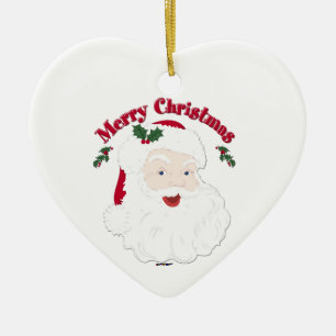 Vintage Merry Christmas Santa Ceramic Tree Decoration