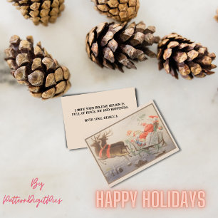 Vintage Merry Christmas Santa Claus Reindeer Slegh Holiday Card