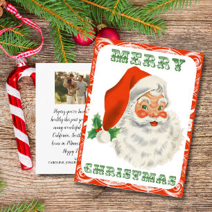 Vintage Merry Christmas Santa Custom Family Photo Postcard