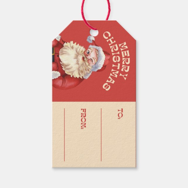 Vintage Merry Christmas Santa Gift Tags (Front)