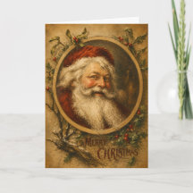 Vintage Merry Christmas Santa Portrait