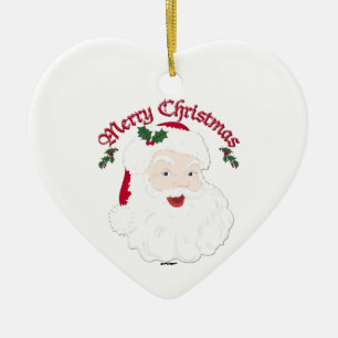 Vintage Merry Christmas Santa - script Ceramic Tree Decoration