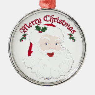 Vintage Merry Christmas Santa - script Metal Tree Decoration