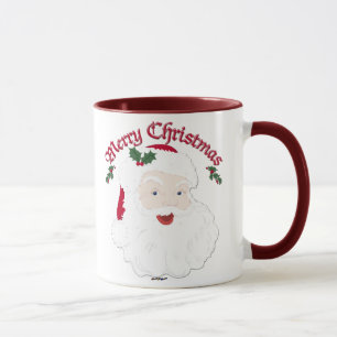 Vintage Merry Christmas Santa - script Mug