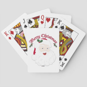 Vintage Merry Christmas Santa - script Playing Cards