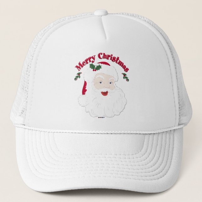 Vintage Merry Christmas Santa Trucker Hat (Front)