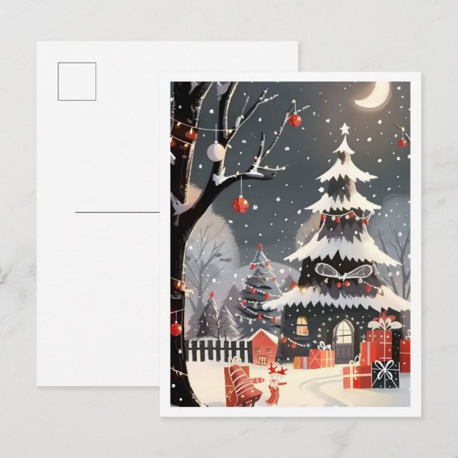 Vintage Merry Christmas Snow Postcard (Front/Back)