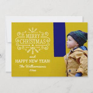 Vintage Merry Christmas Snowflake Holiday Photo