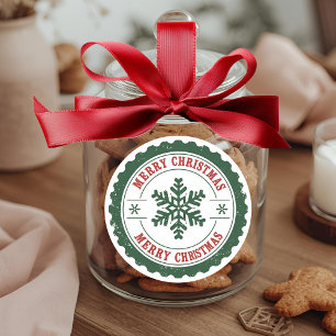 Vintage Merry Christmas Snowflake Round Holiday Classic Round Sticker