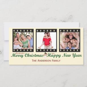 Vintage Merry Christmas Snowman Photo Card