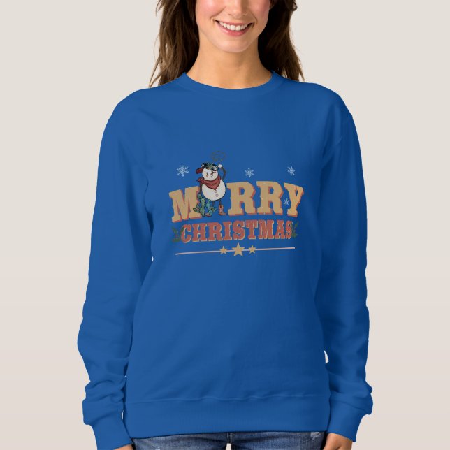Vintage Merry Christmas Snowman Sweatshirt (Front)