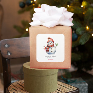 Vintage Merry Christmas & Snowmen Square Sticker