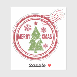 Vintage Merry Christmas Stamp with Postmark